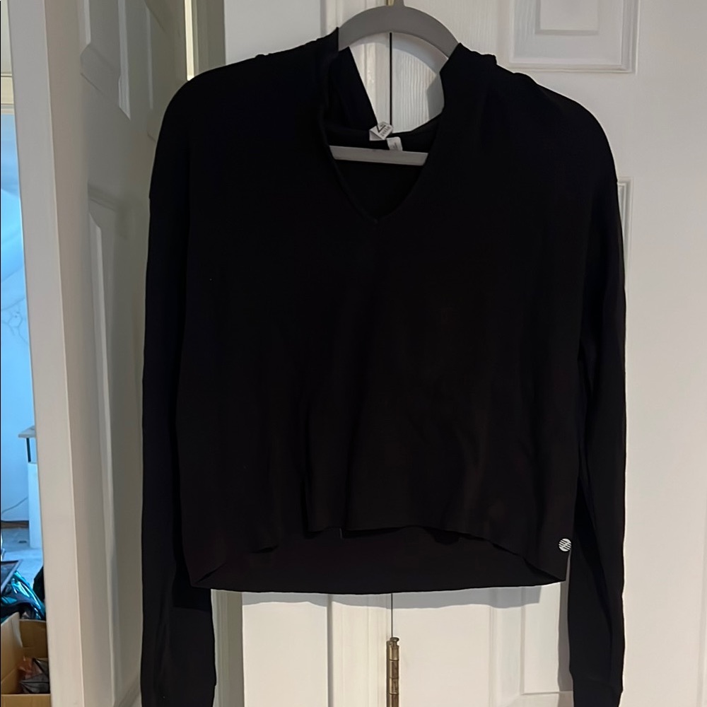 Zella Black Asymmetrical Crop Hoodie